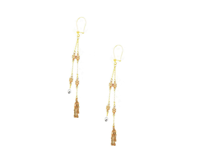 Three Tone Plated Mother Mary Dangler Earring